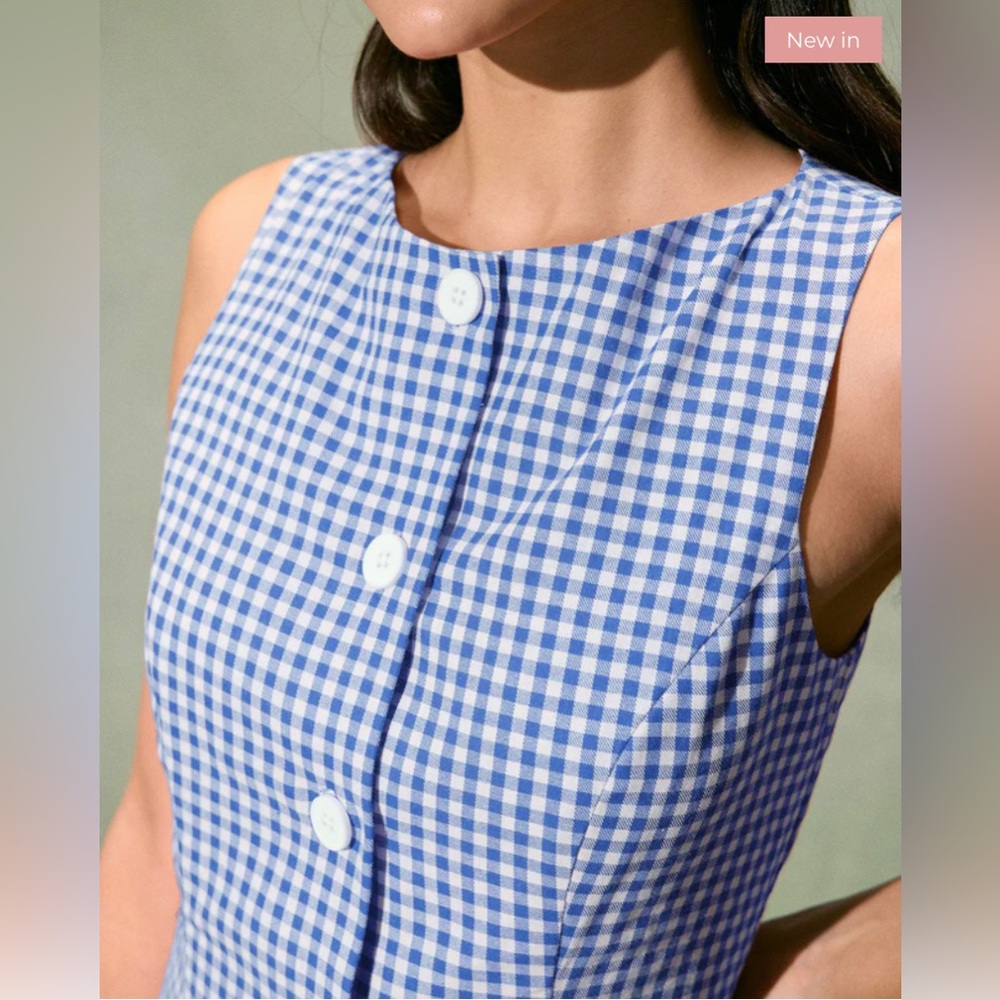 RIHOAS Blue Gingham Sleeveless Mini Dress - Picture 2 of 5